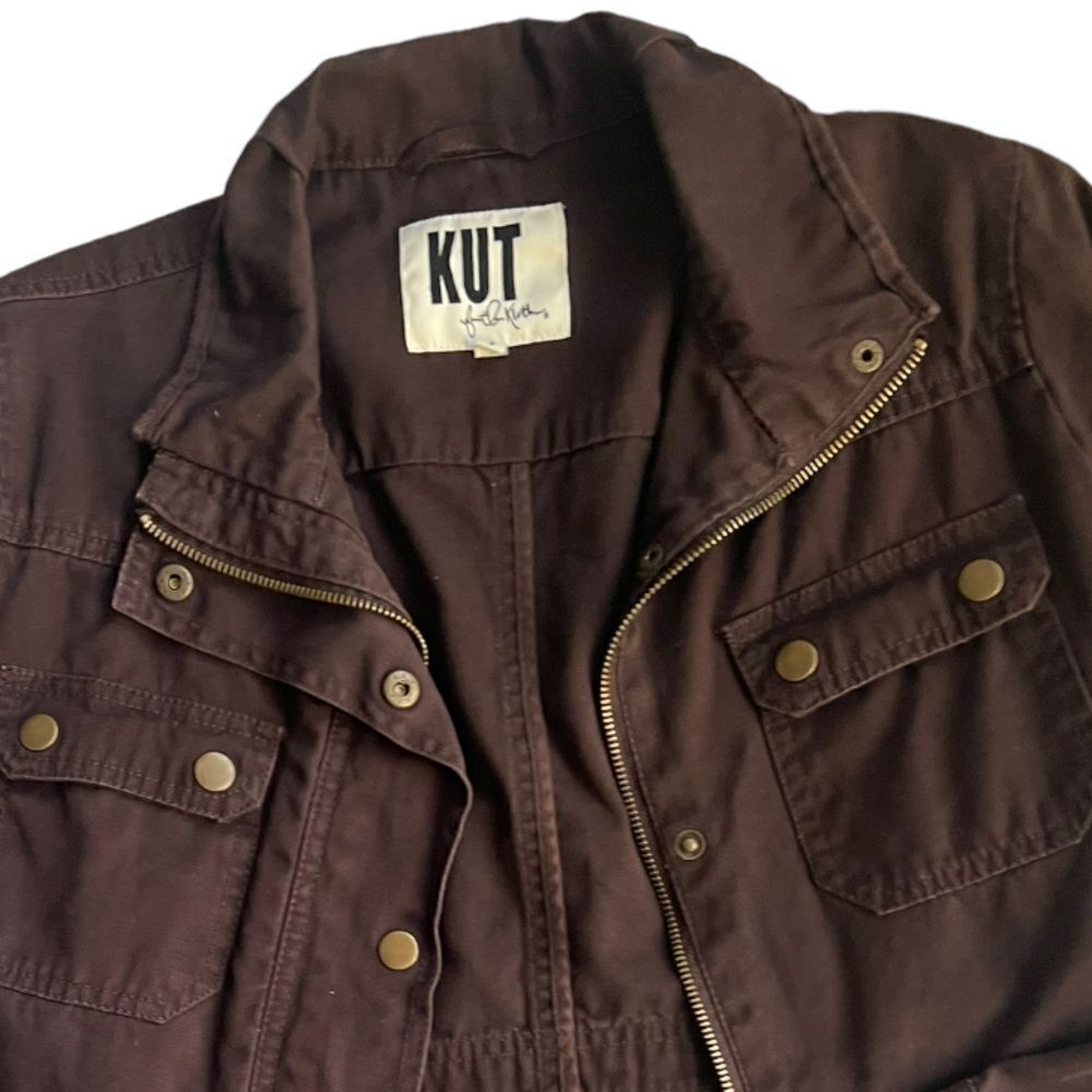 KUT from the Kloth Dark Brown Utility Zip Up Fall Winter Jacket size S - Picture 7 of 10